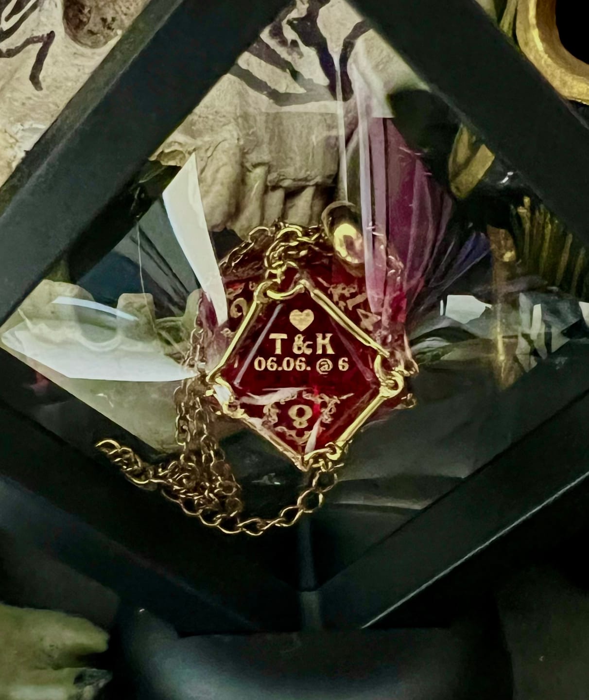 Customer photo review of Custom Anniversary D20 Dice – Personalized D&D Gift