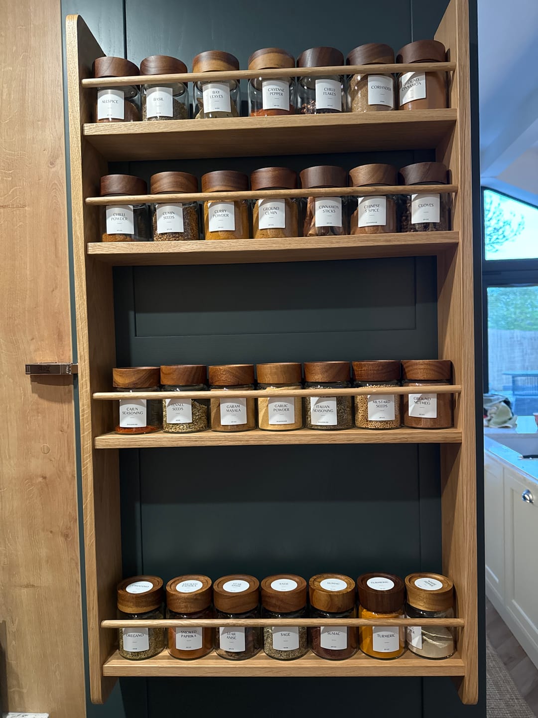 Customer photo review of Acacia Wood Glass Spice Jar 180 ML