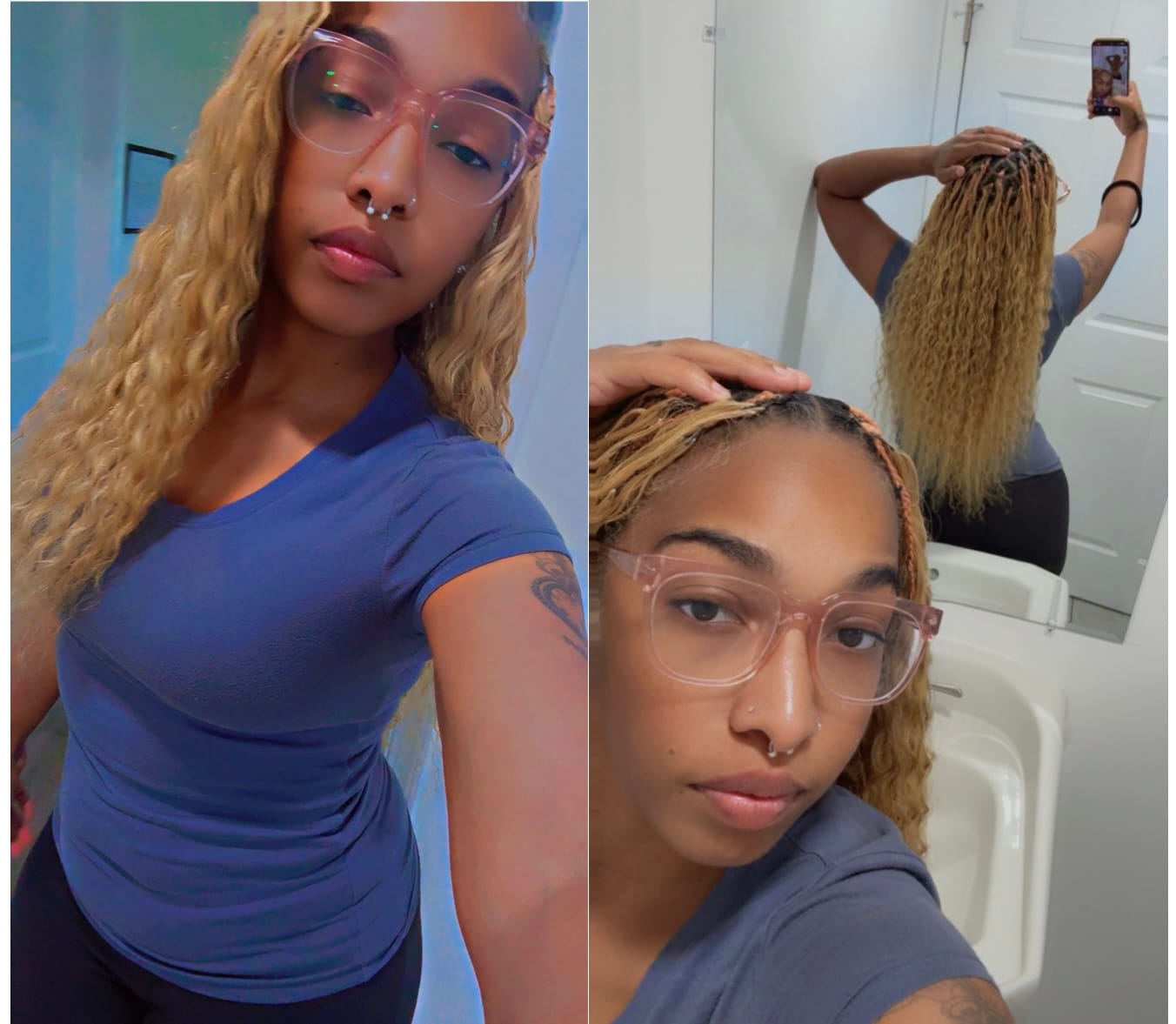 Customer photo review of #27 Honey Blonde Deep Wave Human Crochet Hair