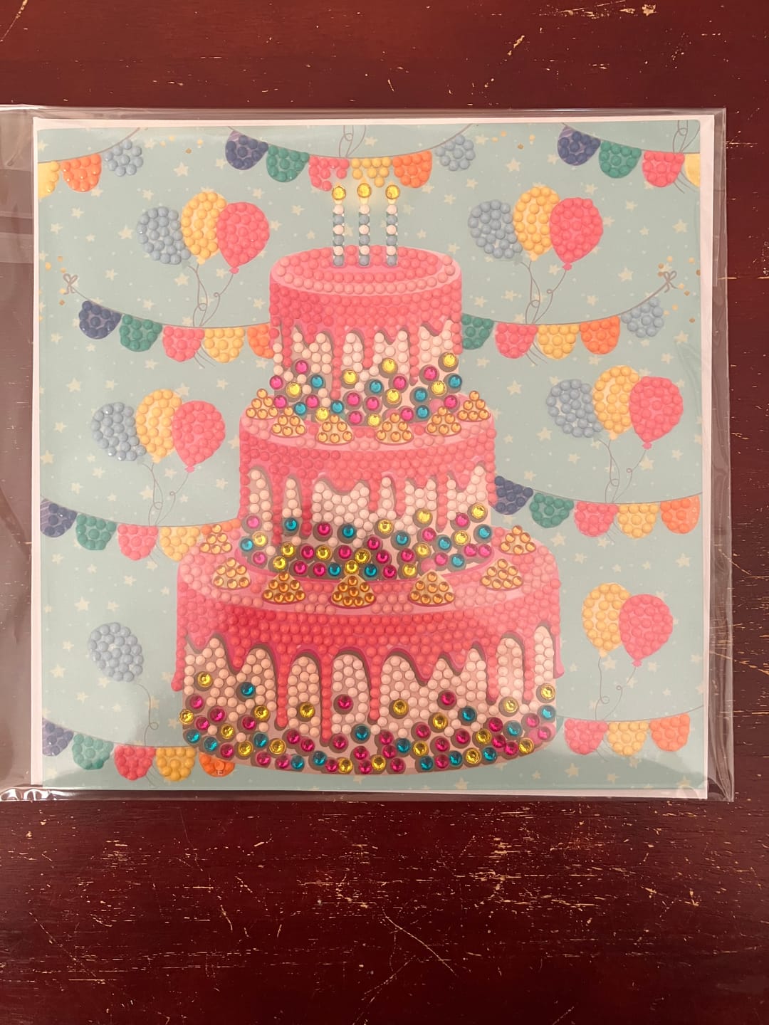 Customer photo review of "Happy Birthday" Crystal Art Card 18x18cm