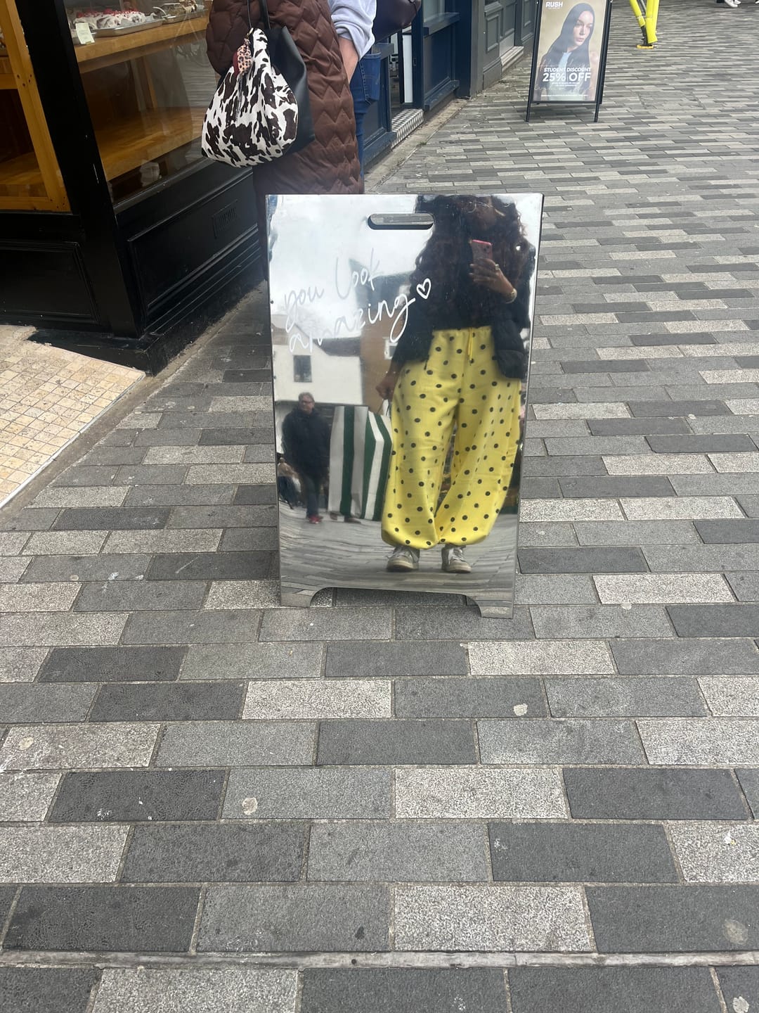 Customer photo review of Omirad Polka Dot Wide-Leg Pants