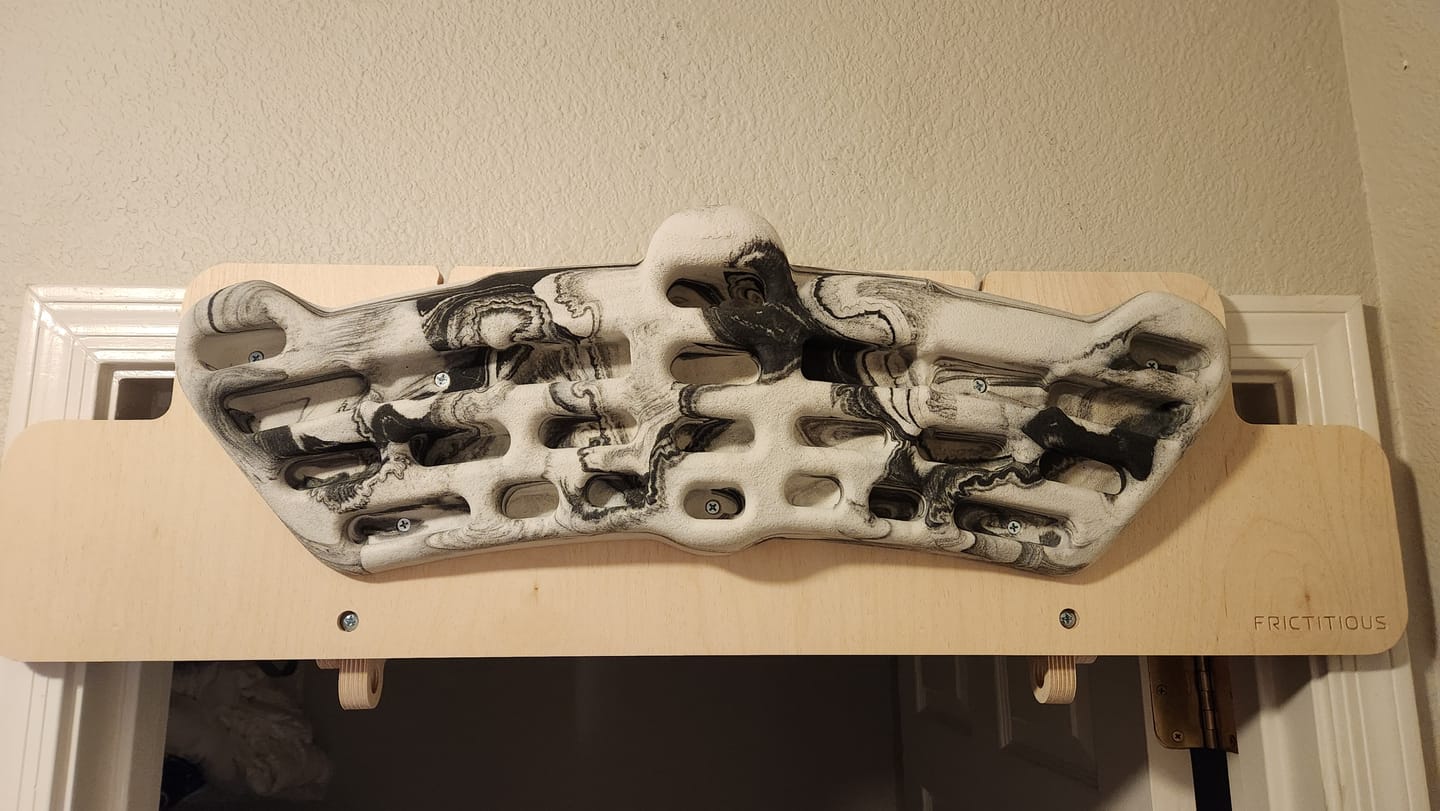 Customer photo review of Hangboard Doorway Mount