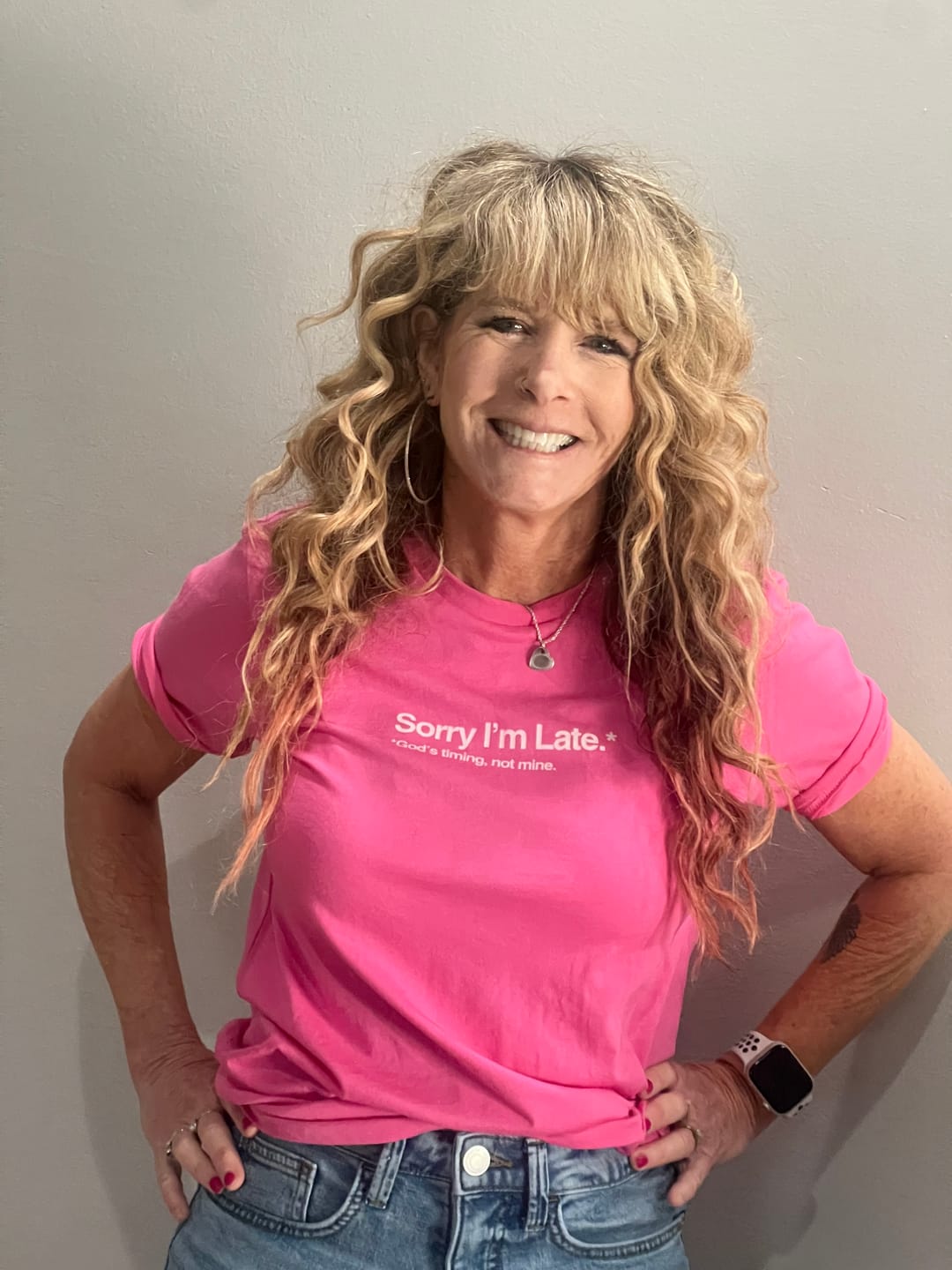 Customer photo review of Sorry I'm Late T-Shirt