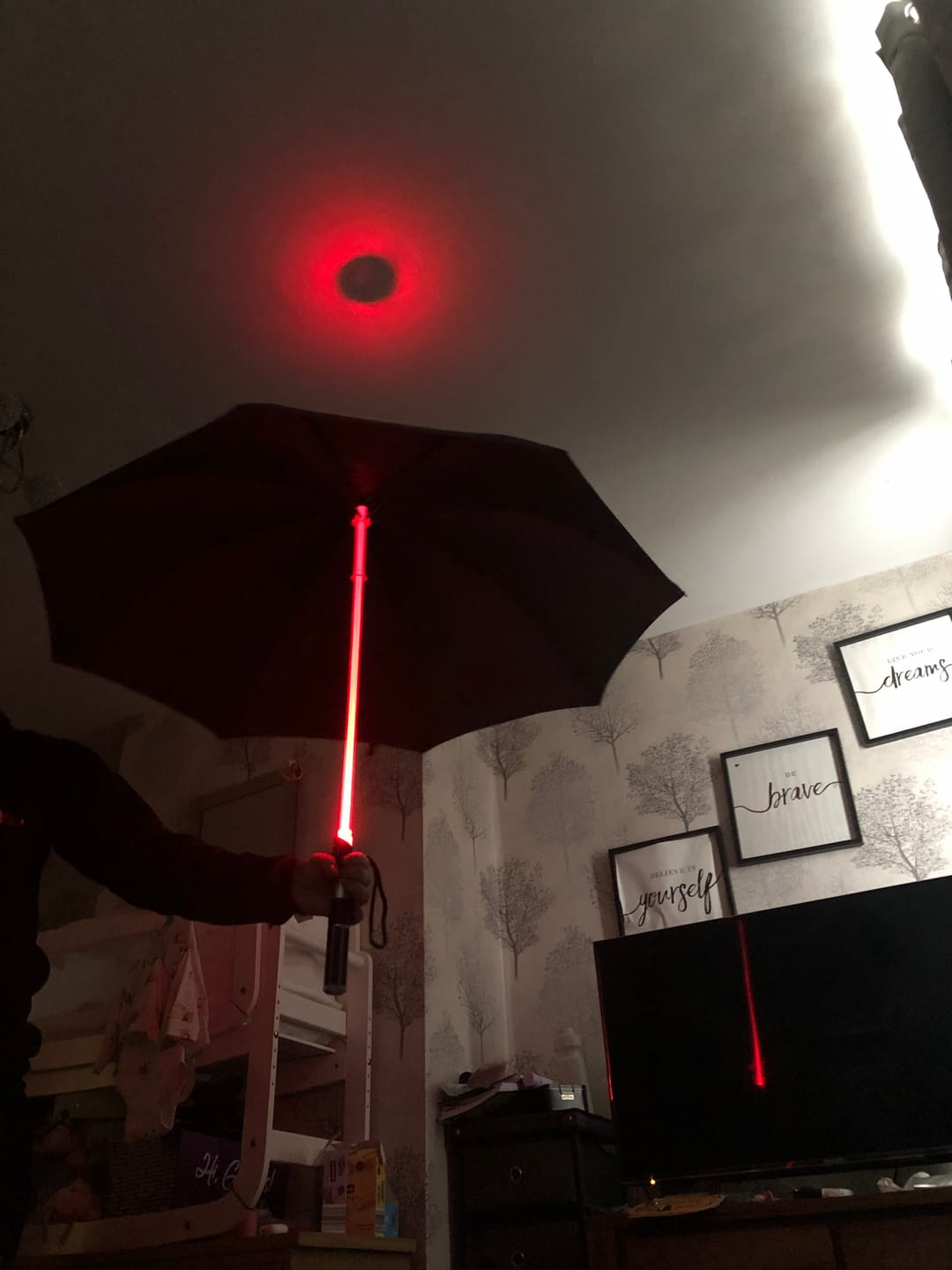 Customer photo review of Darth Vader Lightsaber Umbrella