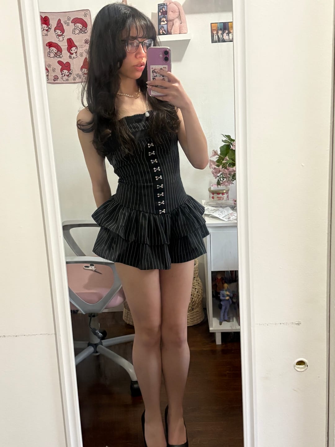 Customer photo review of Grunge Doll Stripes Flared Romper Dress 3.0 (split two-piece set)