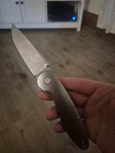 Customer photo review of ABW Model 1 Knife – 3.25” MagnaCut Blade, Titanium Handle, Liner Lock – Made in USA