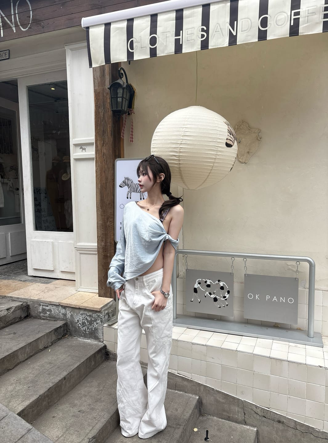 Customer photo review of Hydrae One Shoulder Twist Draped Top Asymmetric Tie Detail Soft Drape Cropped Long Sleeve Top