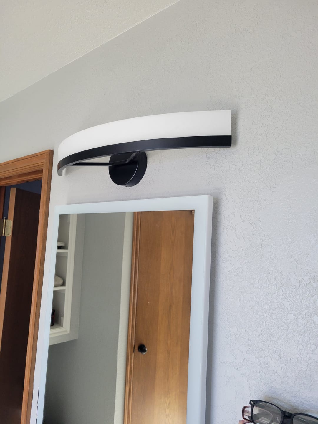 Customer photo review of Minimalist Nickel Arched Dimmable LED Vanity Wall Light