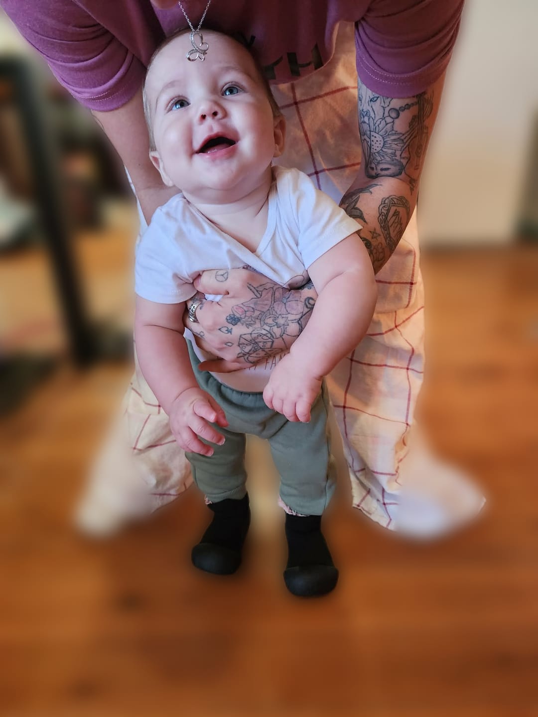 Customer photo review of Midnight Black Pre-walker Baby Sole Sox
