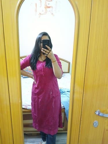 Customer photo review of Nazakat Deep Pink Cotton Kurta