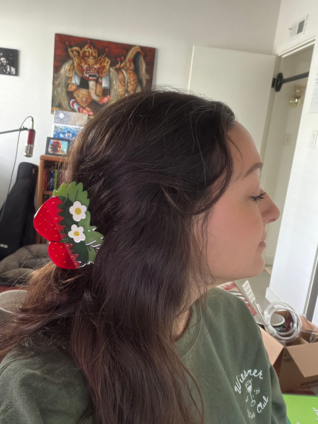 Customer photo review of Large Strawberries and Flowers Hair Claw Clip
