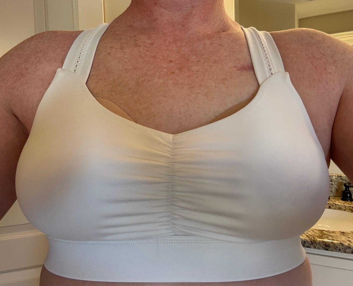 Customer photo review of Y-Back Bra – No Headlights White