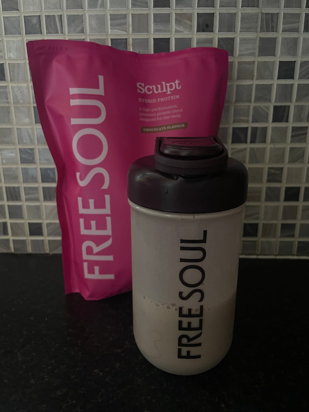 Customer photo review of Free Soul Sculpt Hybrid Protein Powder Blend