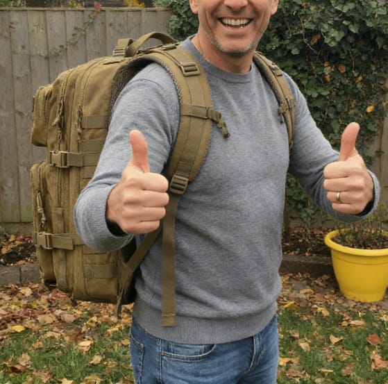 Customer photo review of Falour Elite Outdoor Tactical Assault Backpack – Durable Hiking & Travel Pack