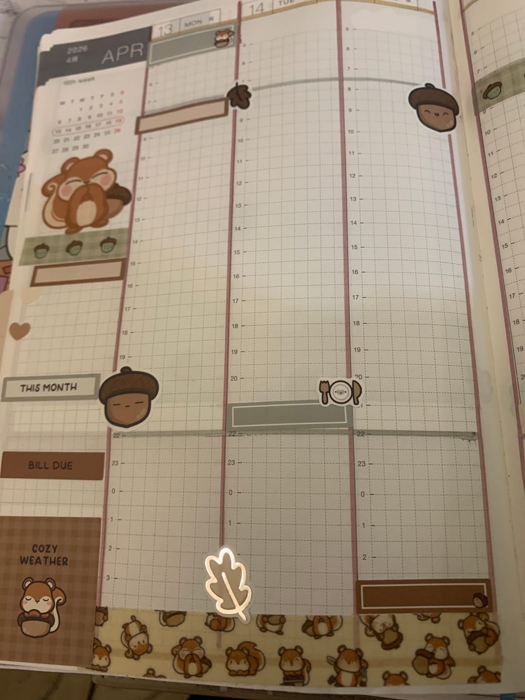 Customer photo review of Squirrelly Acorn Theme Hobonichi Cousin Weekly Kit (Set of 3)