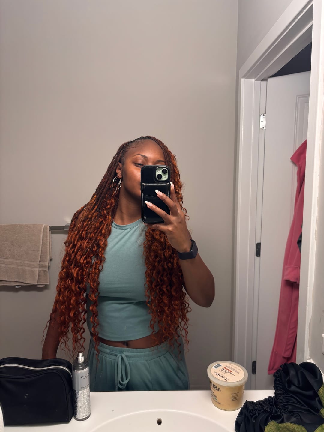 Customer photo review of Copper Color Deep Wave Human Crochet Hair
