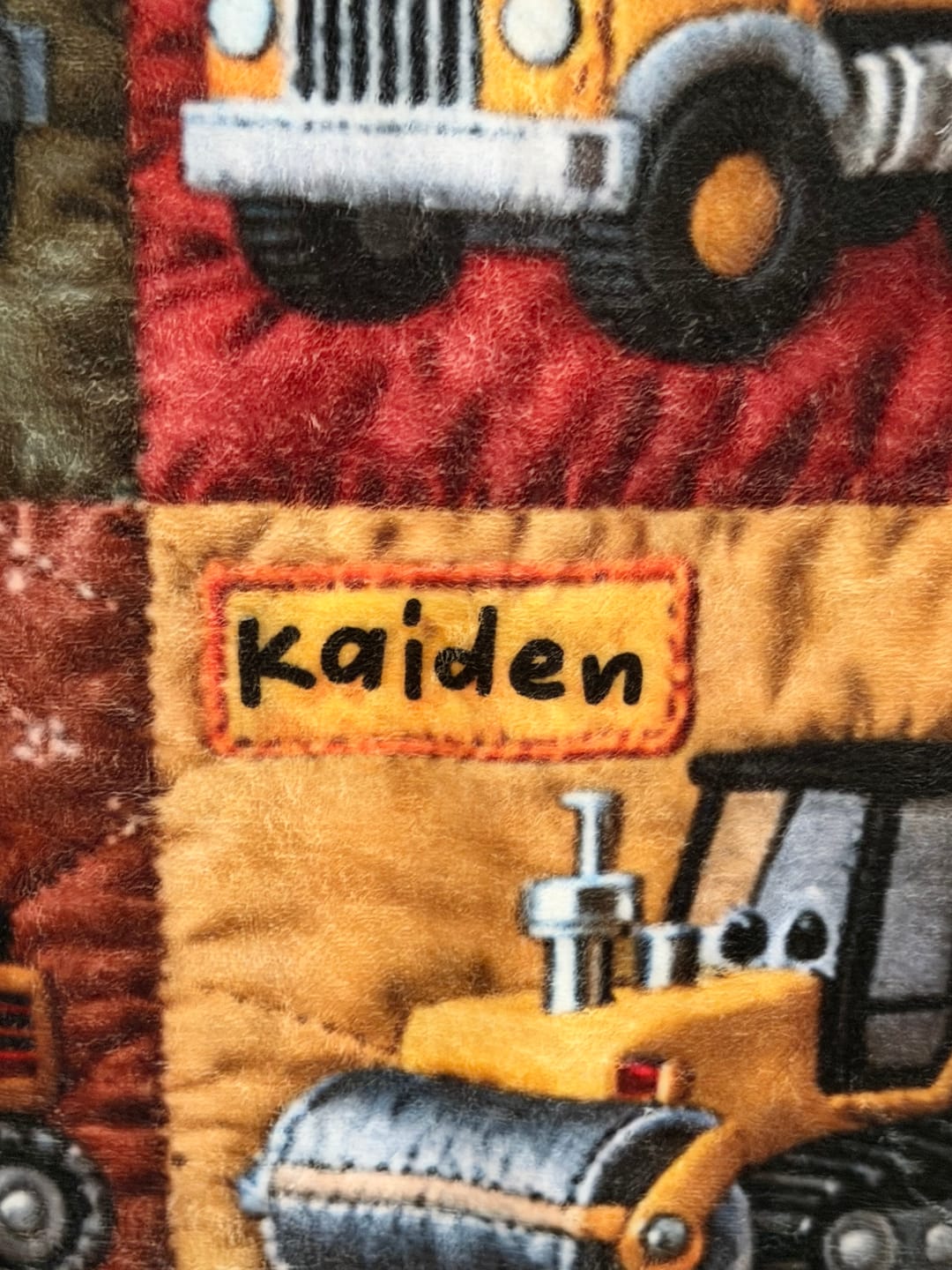 Customer photo review of Construction Machines - Personalized Kid Blanket