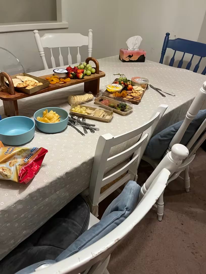 Customer photo review of Embroidered Daisy Tablecloth