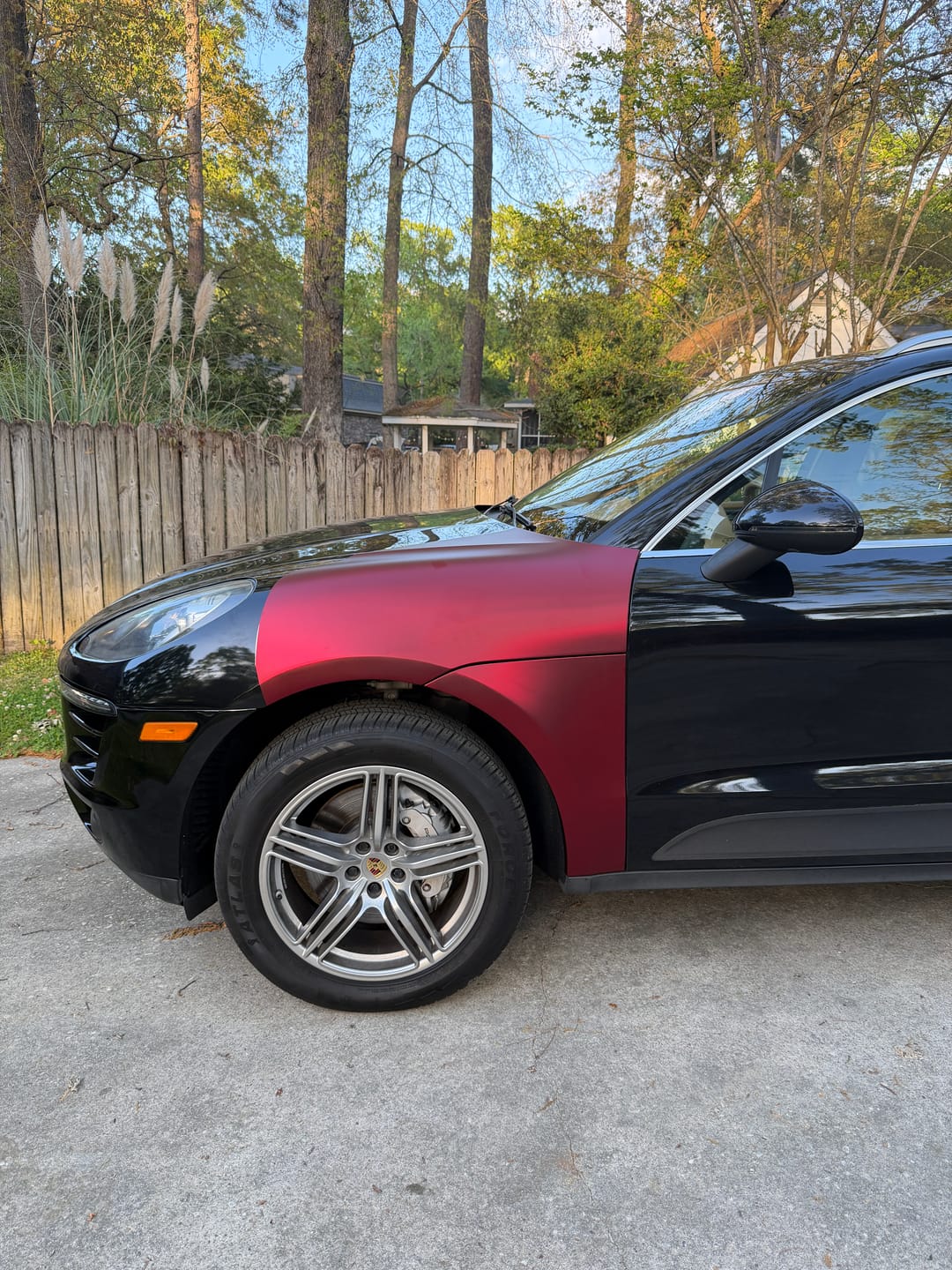 Customer photo review of Satin Chrome Silk Oxide Red Vinyl Wrap