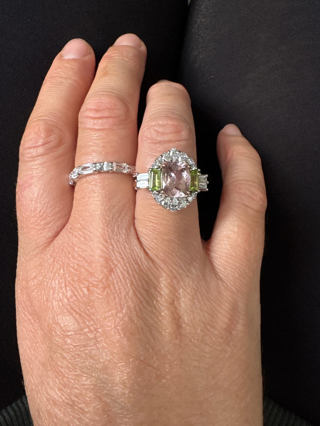 Customer photo review of Louily Chic Emerald Cut & Oval Cut Eternity Wedding Band for Women