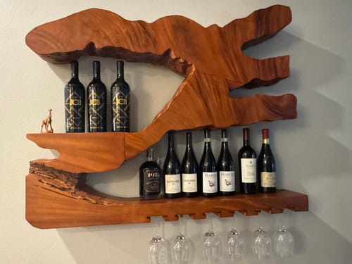 Customer photo review of Mid Century Wine Holder For Kitchen Minimalist Shelf