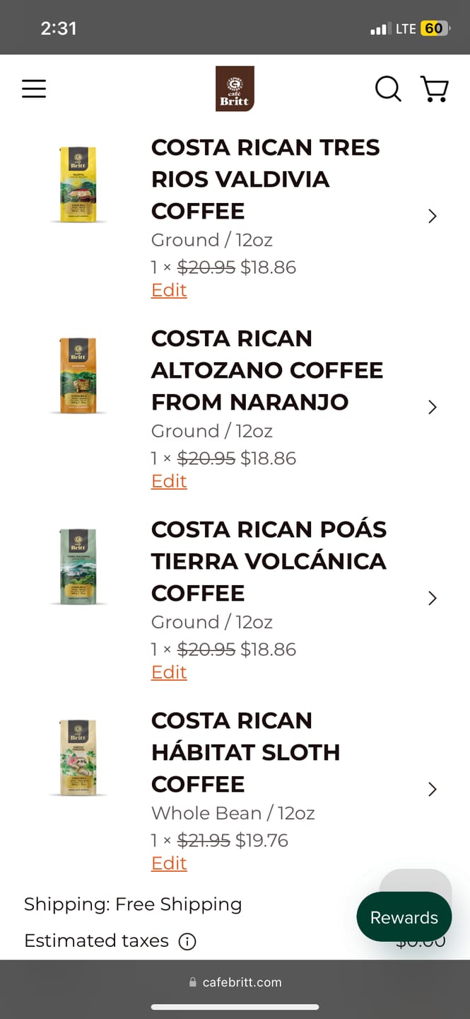 Customer photo review of COSTA RICAN HÁBITAT SLOTH COFFEE