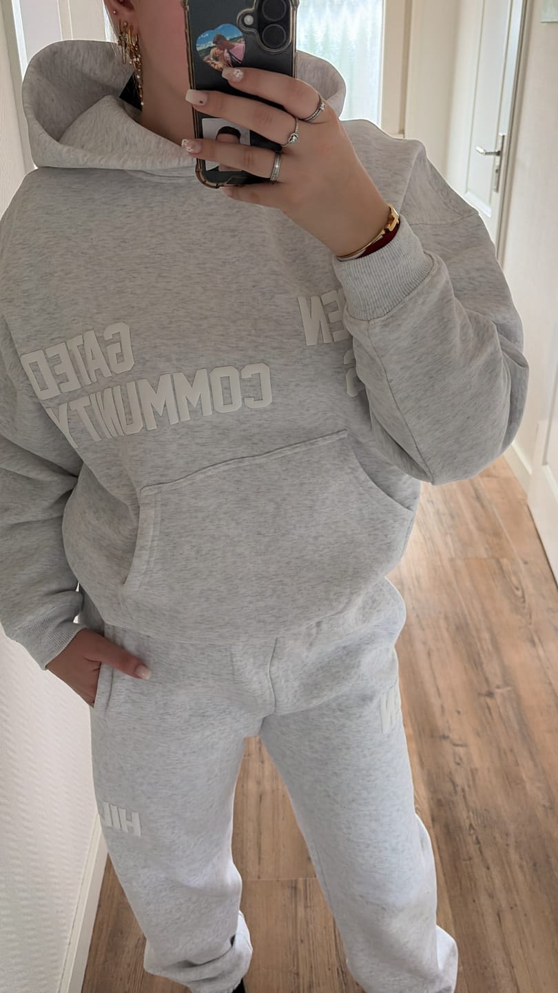 Customer photo review of GATED COMMUNITY CUFFED SWEATPANTS LIGHT GREY