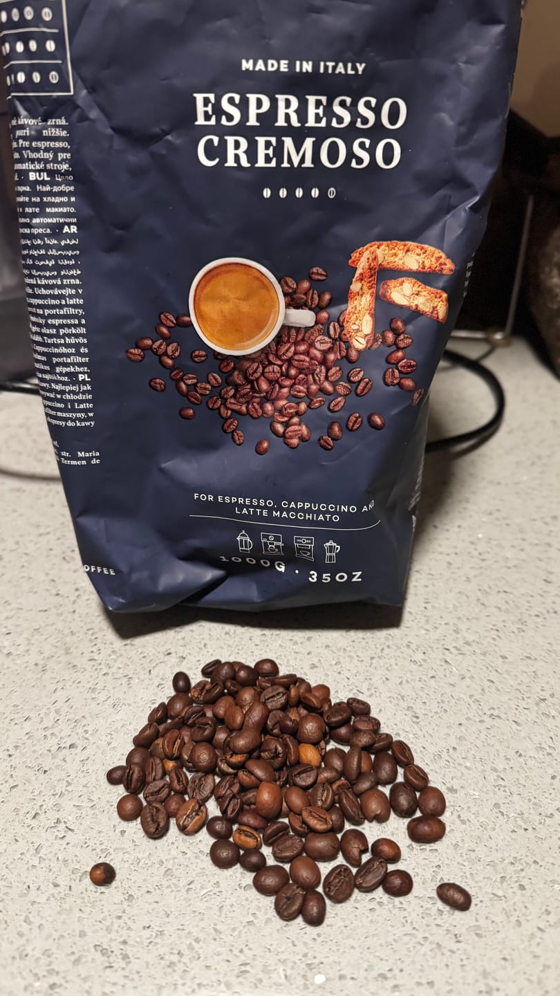 Customer photo review of Peppo's Espresso Cremoso 1kg Grano Entero