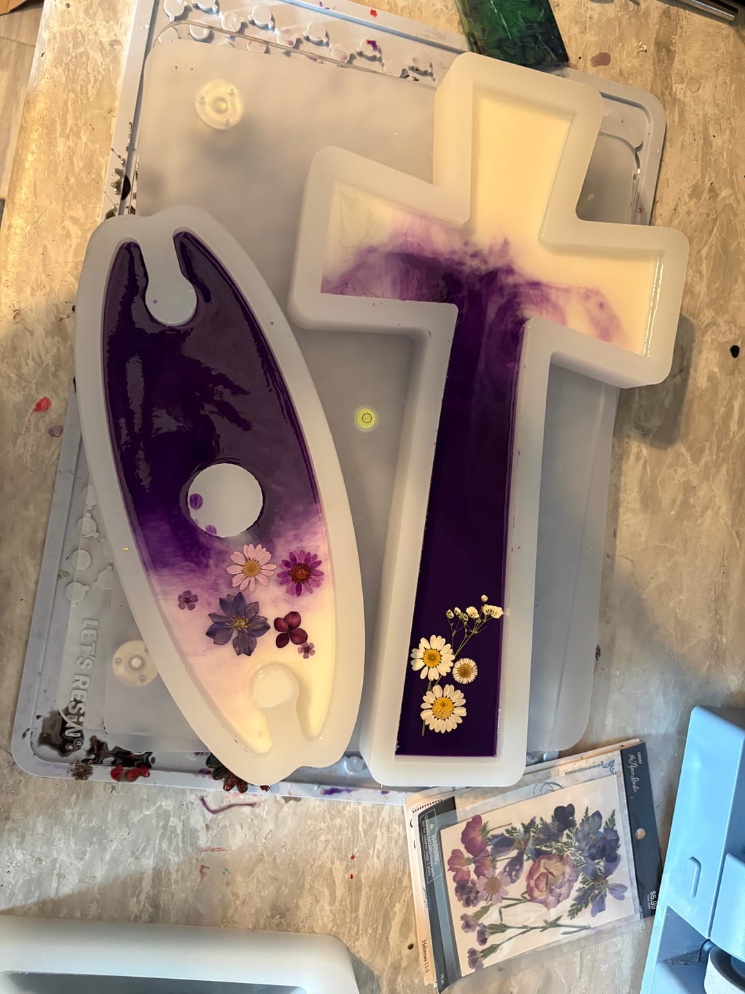 Customer photo review of 15x8x1" Flared Cross Silicone Mold For Epoxy Resin - Angled Cross Mold