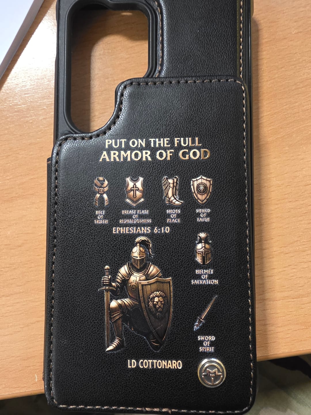 Customer photo review of Put On The Full Amor Of God - Personalized Christian Wallet Phone Case
