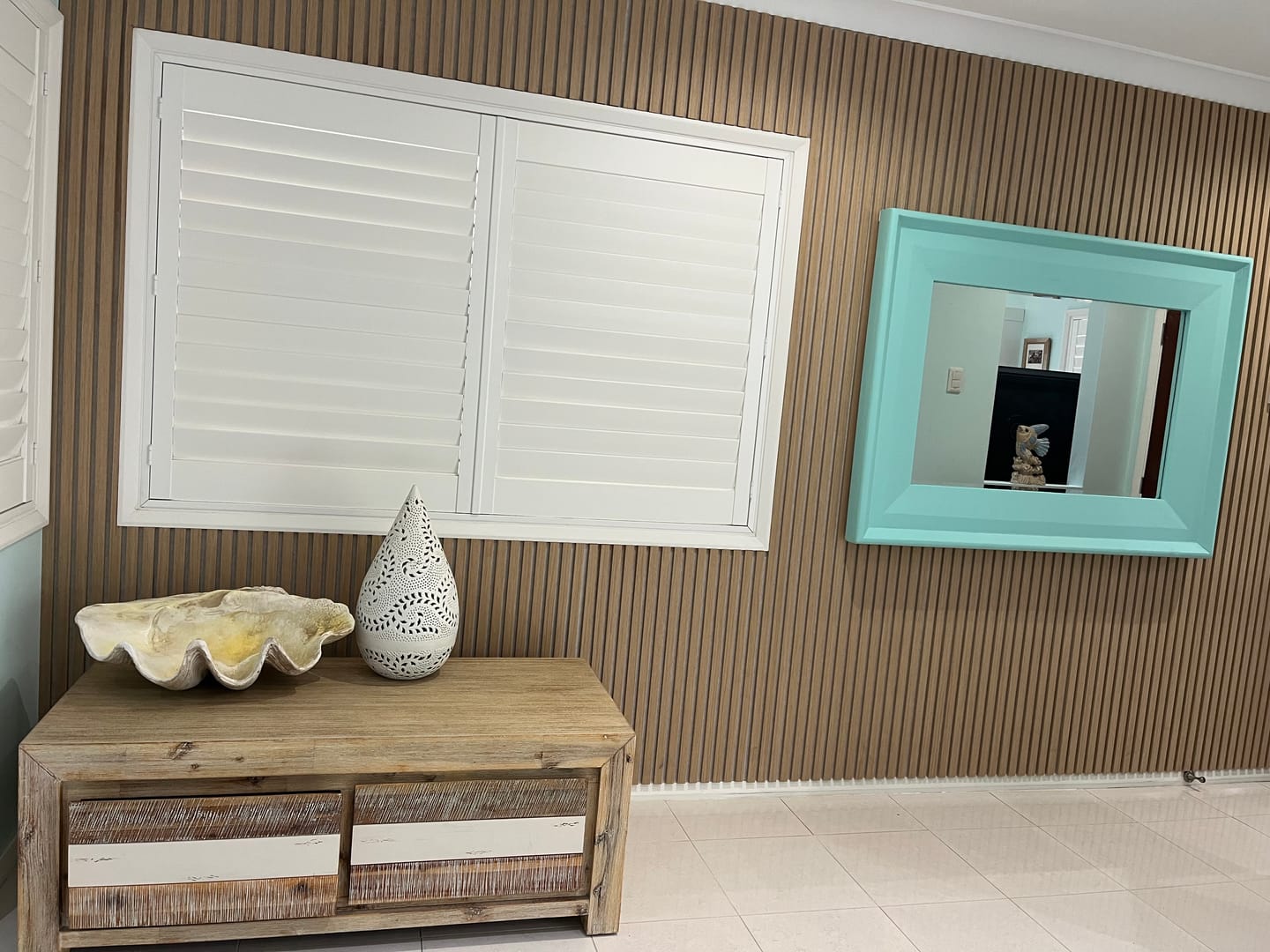Customer photo review of Frost White Acoustic Slat Wall Panel (White Felt) - 290cmx60cm