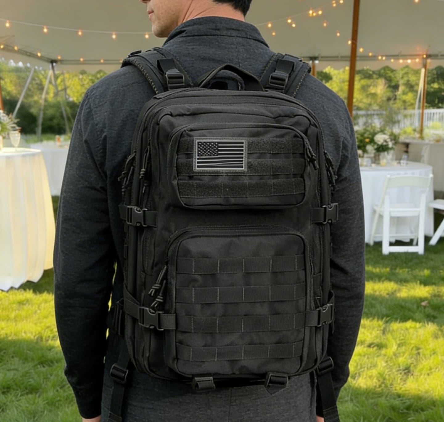 Customer photo review of Falour Elite Outdoor Tactical Assault Backpack – Durable Hiking & Travel Pack