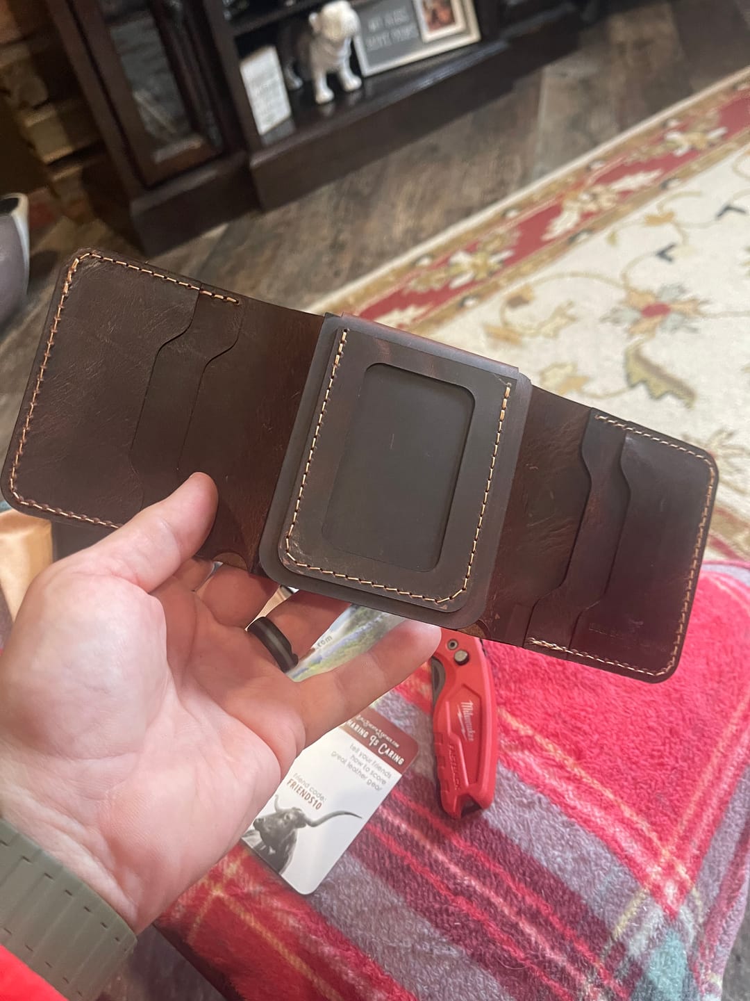Customer photo review of Badge Trifold Wallet