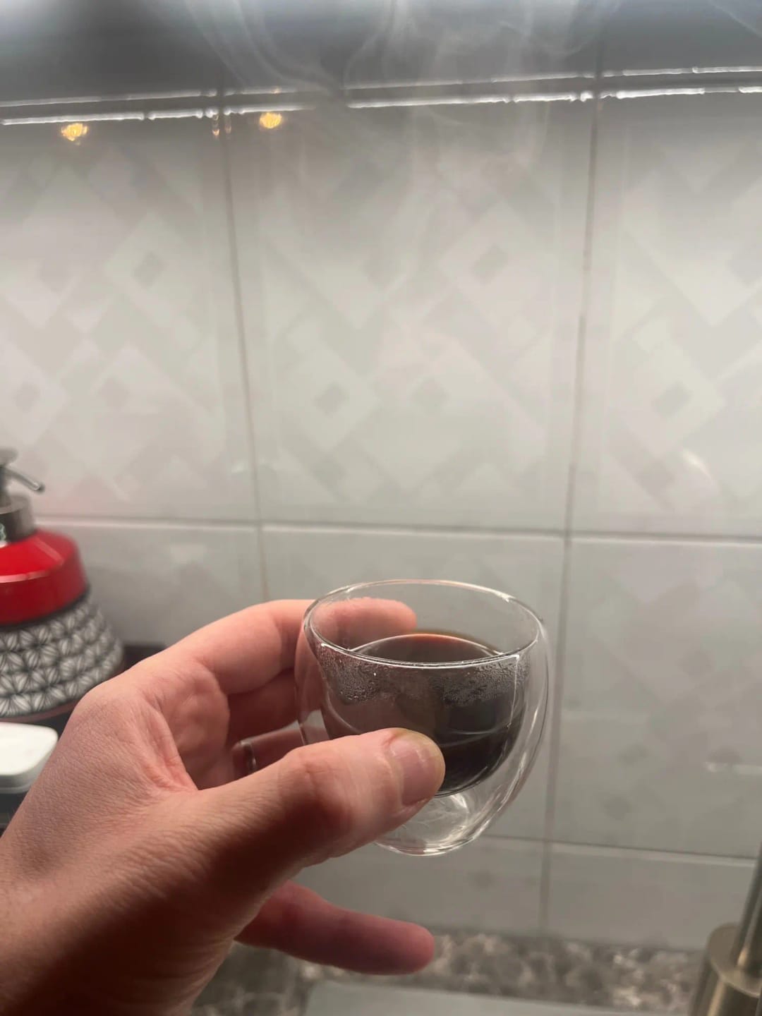 Customer photo review of Kaelis Double Wall Glass Mug Set 250-450ml
