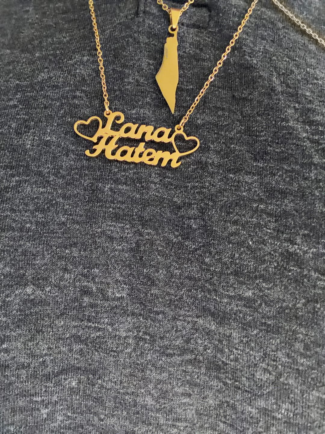 Customer photo review of Double Name Necklace