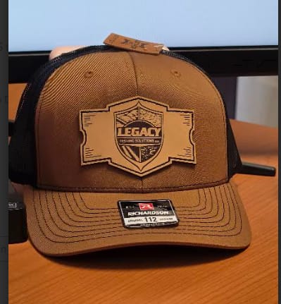 Customer photo review of Richardson 112 Genuine Leather Patch Hats Laser Engraved