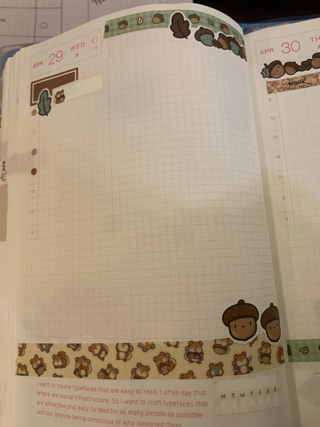 Customer photo review of Squirrelly Acorn Hobonichi Cousin Monthly Kit (Set of 2)