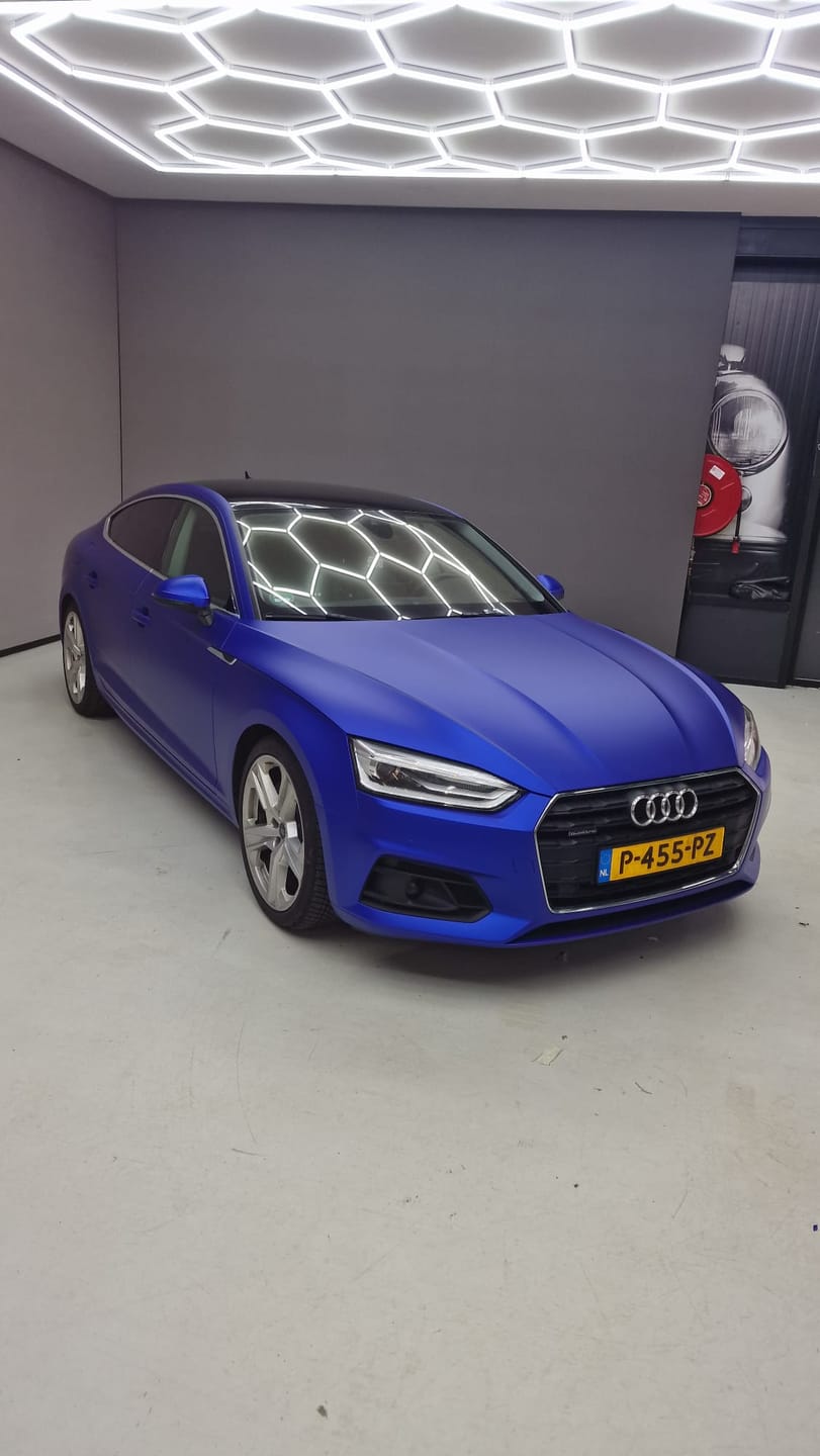 Customer photo review of Satin Chrome Silk Ultramarine Vinyl Wrap