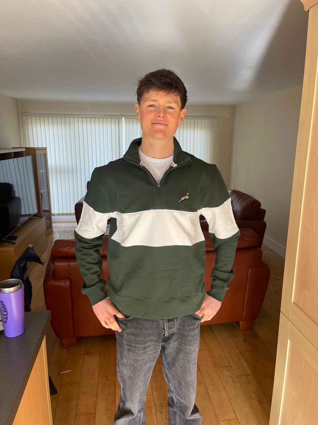 Customer photo review of Springboks Classic Hoop Quarter Zip-OS Green