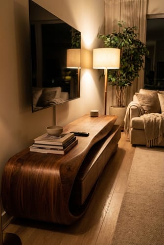 Customer photo review of Modern Organic TV Console For Living Room Interior