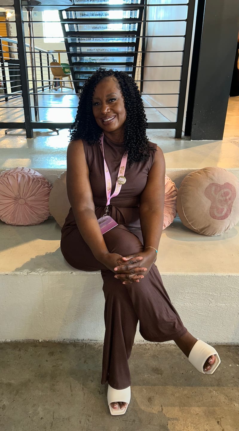 Customer photo review of Cael Ribbed Mock Neck Jumpsuit - Brown