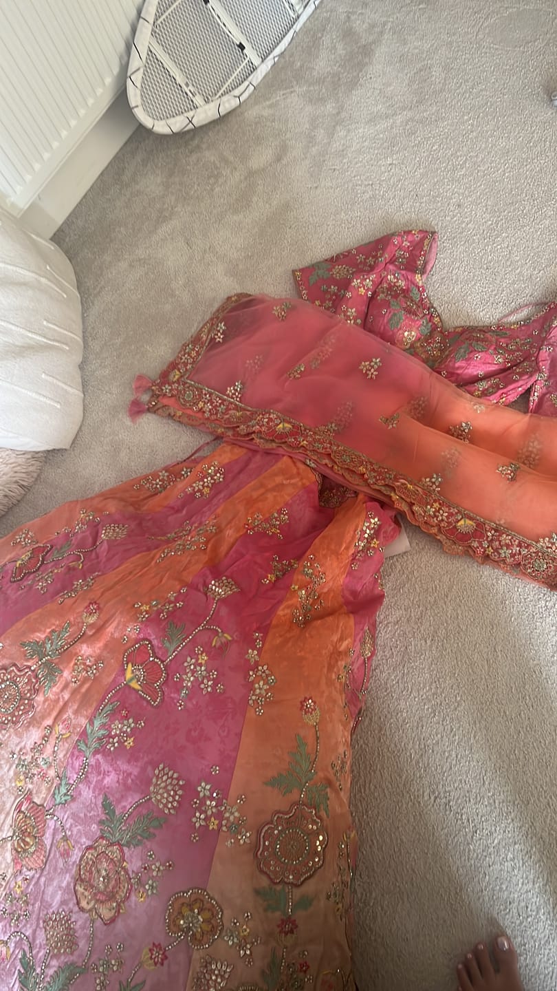 Customer photo review of Peach Pink Ombre Silk Lehenga : Top Pick