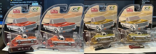 Customer photo review of (Preorder) Greenlight 1:64 1972 Chevrolet C-10 Short Bed Custom – Mustard Yellow with White Two-Tone – Mijo Exclusives