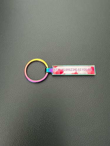 Customer photo review of Metall Schlüsselanhänger personalisiert mit Name, Text, Spruch und Foto