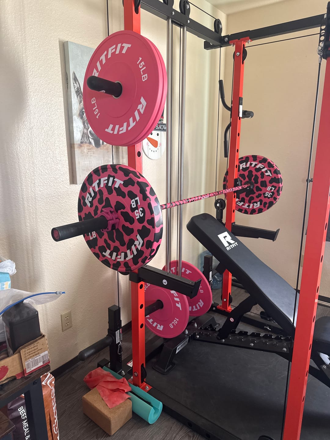 Customer photo review of RitFit Pink Weight Plates Olympic Bumper Plates Weight Plates Fit 2" Barbells
