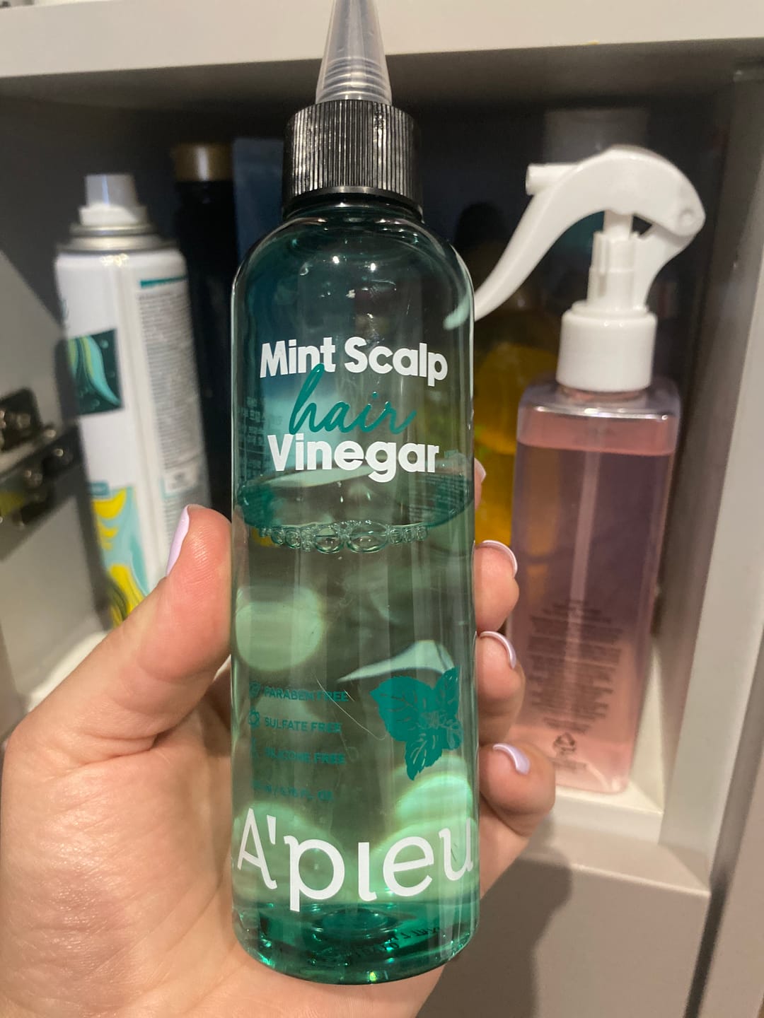 Customer photo review of Taukainas galvas ādas kopšanai A'pieu Mint Scalp Hair Vinegar