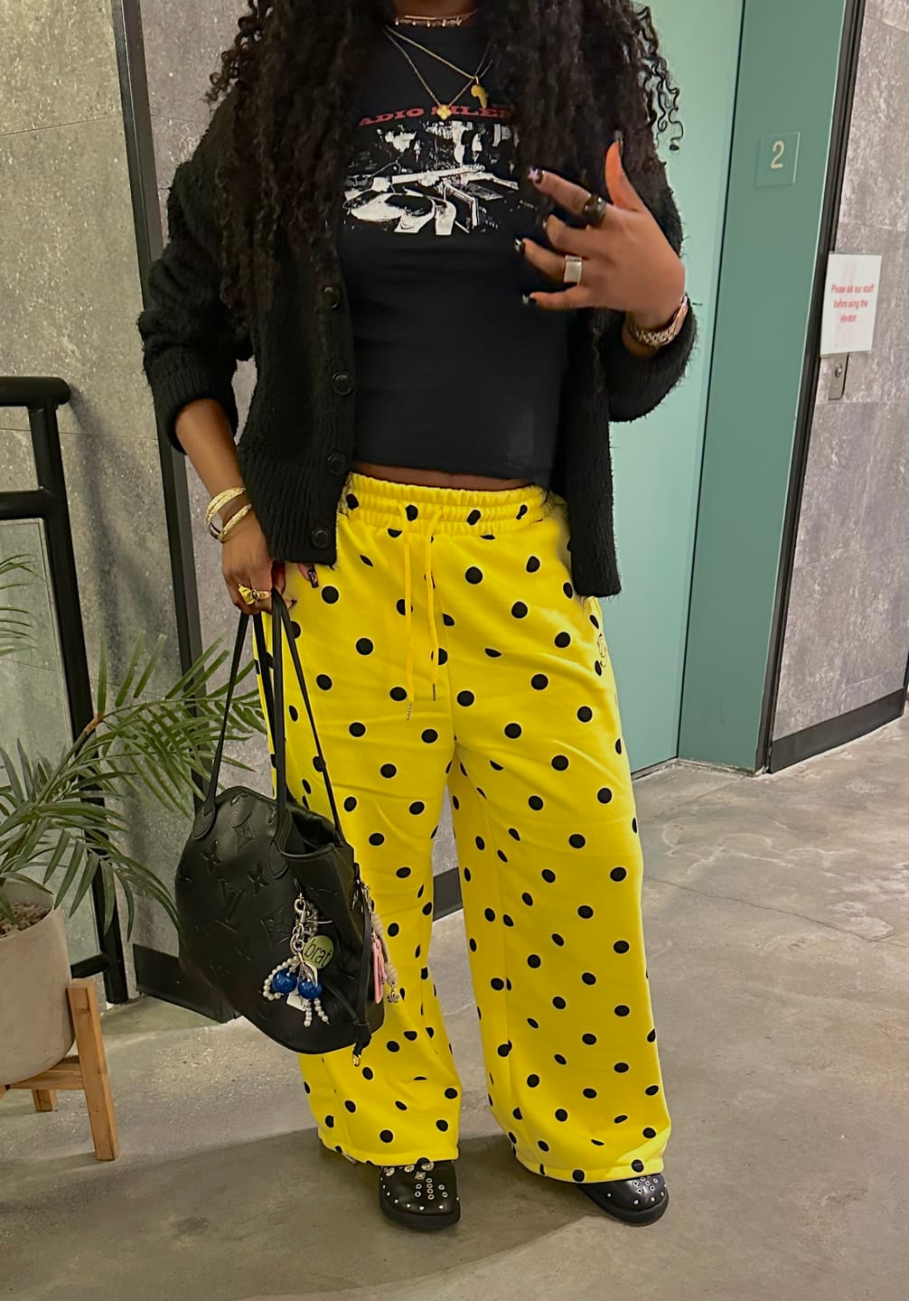 Customer photo review of Omirad Polka Dot Wide-Leg Pants