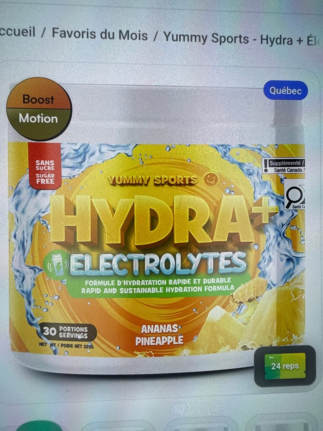 Customer photo review of Yummy Sports - Hydra + Électrolytes - 210g