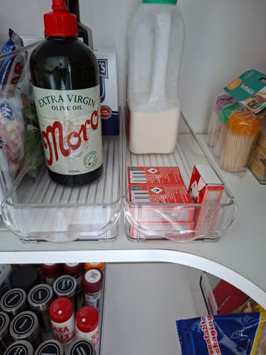 Customer photo review of Clear Storage Tub With Lip– Mini Stackable