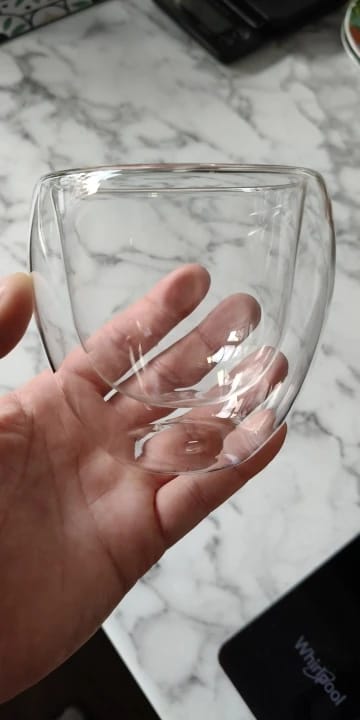 Customer photo review of Kaelis Double Wall Glass Mug Set 250-450ml